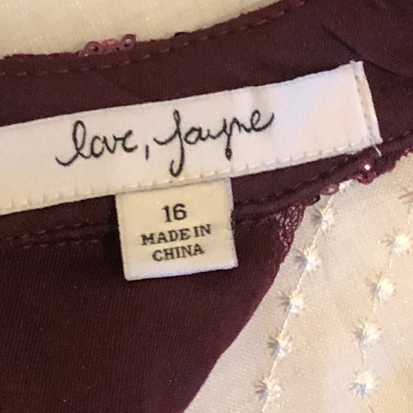 Love Jayne Girls Burgundy Dressy Jumper Size 16 - Picture 7 of 8
